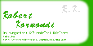 robert kormondi business card